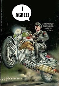a poster with an image of a man riding a motorcycle