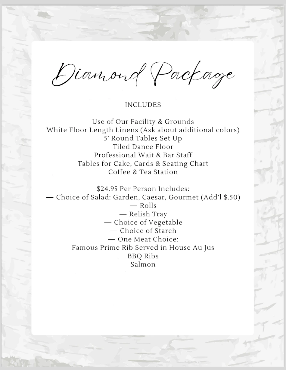 White Birch Wedding Package