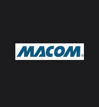 macom logo on a black background