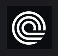 the e logo on a black background