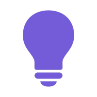a purple light bulb icon on a black background