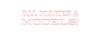 all makes & models logo on a black background