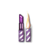 a purple lipstick on a white background