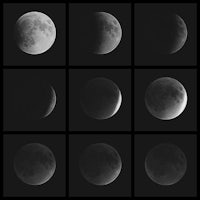 the phases of the moon are shown in black and white