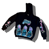 a black hoodie with stars on it
