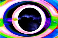 a colorful circle with a black hole in the middle