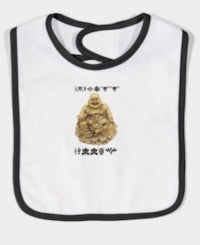 a baby bib with an image of a buddha