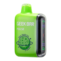 the geek bar pulse e - cigarette is green and has a logo on it