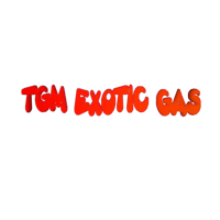 tm exotic gas logo on a black background