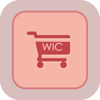 a shopping cart icon with the word wic