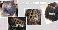 a series of pictures showing different sizes of dreadlocks