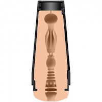 a close up of an object with a wooden base