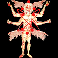 an image of a man with four arms and a head