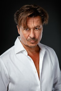 a man in a white shirt