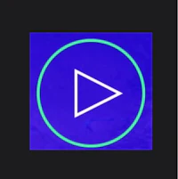 a green play button on a blue background
