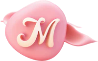 the letter m on a pink background