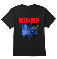 a black t - shirt with the words blure on it