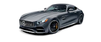 the 2019 mercedes amg gt is shown on a black background