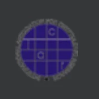 the logo for a company with a blue circle on a black background