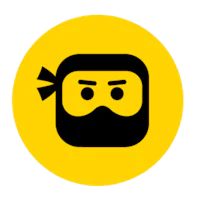 a yellow and black ninja icon with a beard