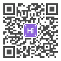 a purple qr code with the word hi