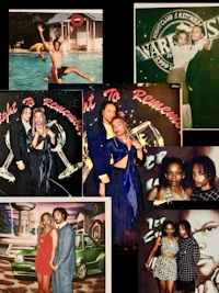 a collage of photos of people at a party