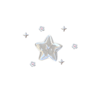a star surrounded by flowers and stars on a black background