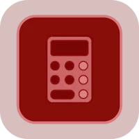 an icon of a calculator on a red square