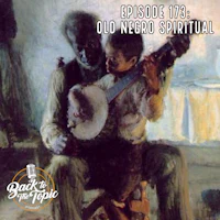 an old man playing a banjo with the words old venerable spiritual