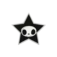a black and white star with a skull on it