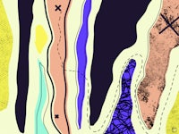 a colorful abstract painting with a zig zag pattern