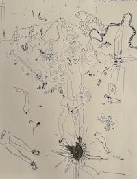 a drawing of a man with a knife in his hand