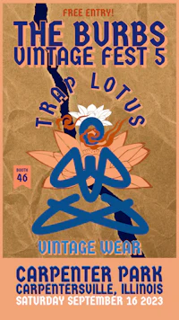 a poster for the burbs vintage fest