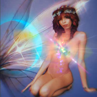 a nude woman sitting on the ground with wings