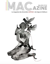 the cover of mac magazine with an image of a woman sitting on a bird