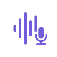 a purple microphone icon on a black background
