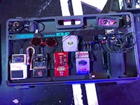 a case full of electronic equipment on a stage