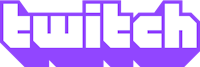 a purple and white twitch logo on a black background