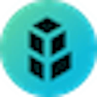 a blue and black icon with a stack of cubes