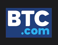 btc com logo on a black background