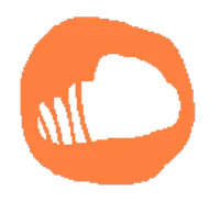 a circle with an orange and white logo on it