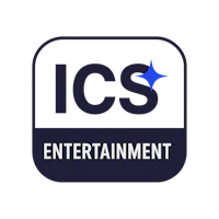 ics entertainment logo on a black background