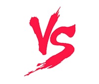 a red vs logo on a white background