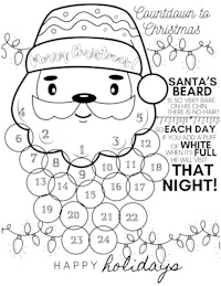 countdown to christmas coloring page with santa claus