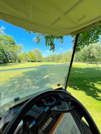 the driver's seat of a golf cart