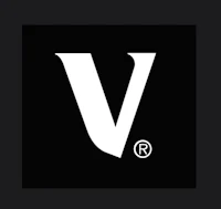 the v logo on a black background