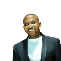 a man in a black suit smiling for the camera