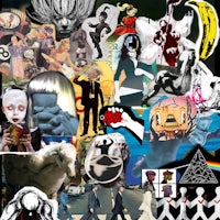 a collage of various stickers