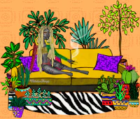 a girl sitting on a couch