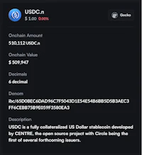 a screen showing the usdc price